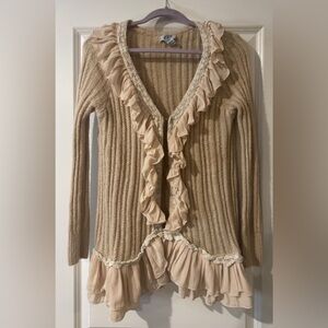 Women’s Monroe & Main Ruffled Cardigan Romantic Core heirloom vibes Medium